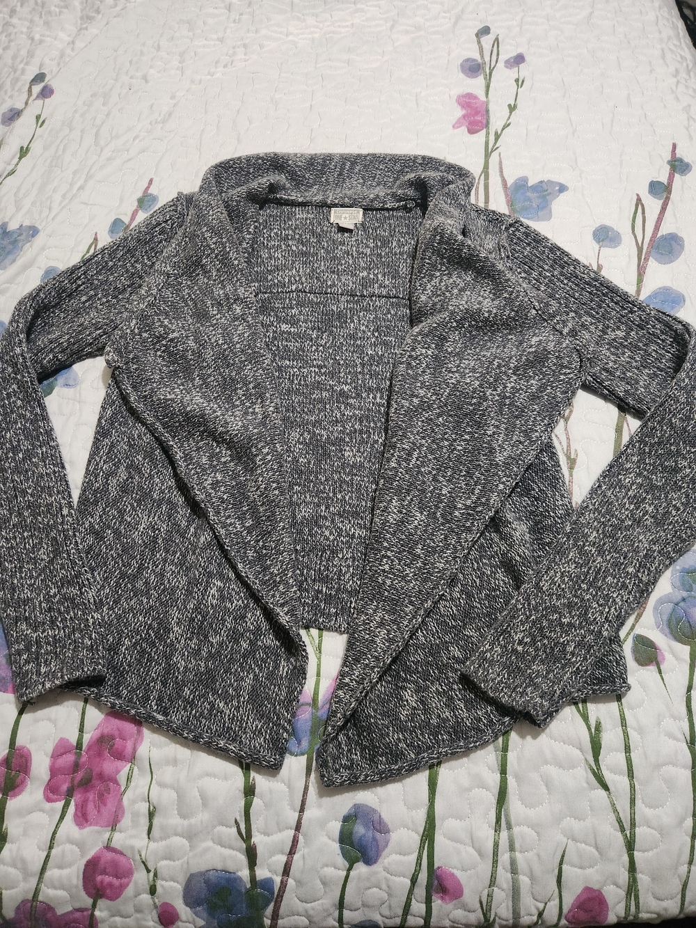 Converse Open-Front Marled Black & White Knit Cardigan